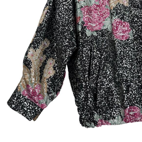 Vintage Metallic Floral/Black GDT TOO Reversible 90s Bomber Jacket One Size - Picture 5 of 13